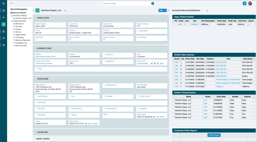 Potencia la productividad de ventas con la integración de SugarCRM de TCP y Epicor Kinetic
